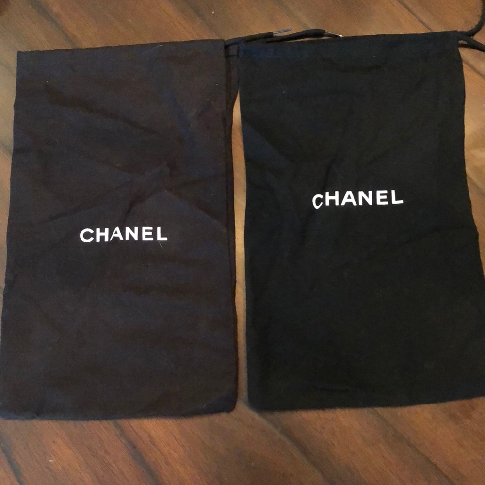 👡 Set of 2, Chanel Logo Cloth pull tie close shoe dust storage bags
